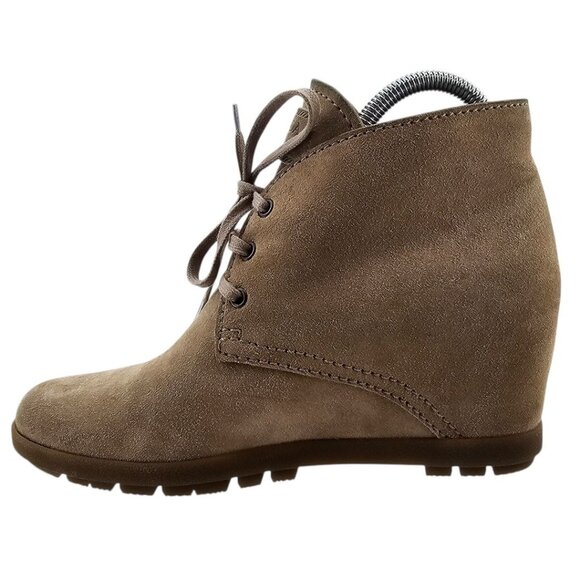 Prada Womens 39 Linnea Rossa‎ Desert Wedge Suede Ankle Booties - Picture 2 of 16